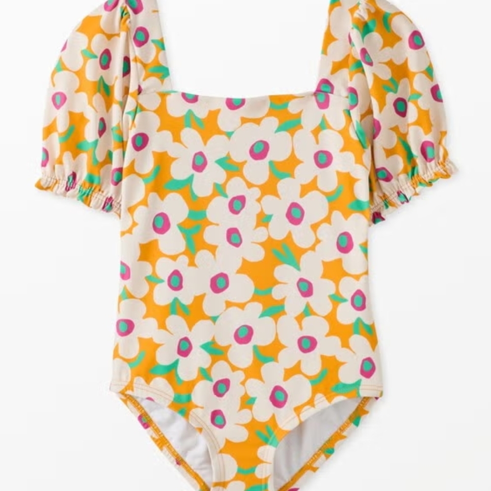 Hanna Andersson Colorful Patterned Puff Sleeve One Piece Size 10